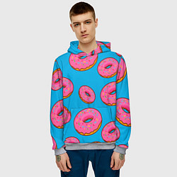 Толстовка-худи мужская Пончики, цвет: 3D-меланж — фото 2