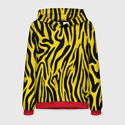 Толстовка-худи мужская Тигровые полоски, цвет: 3D-красный