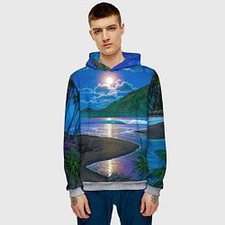 Толстовка-худи мужская Гавайский пейзаж, цвет: 3D-меланж — фото 2
