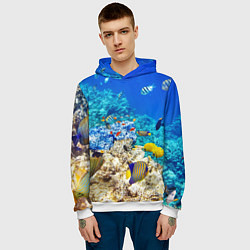 Толстовка-худи мужская Морской мир, цвет: 3D-белый — фото 2