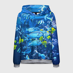 Толстовка-худи мужская Коралловые рыбки, цвет: 3D-меланж