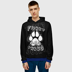 Толстовка-худи мужская Furry proud, цвет: 3D-синий — фото 2