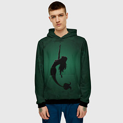 Толстовка-худи мужская Русалка силуэт, цвет: 3D-черный — фото 2