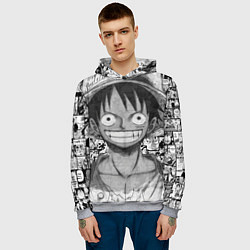Толстовка-худи мужская Луфи улыбается one piece, цвет: 3D-меланж — фото 2
