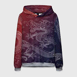 Толстовка-худи мужская Традиционный китайский дракон, цвет: 3D-меланж