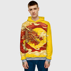 Толстовка-худи мужская Китайский Дракон, China Dragon, цвет: 3D-меланж — фото 2