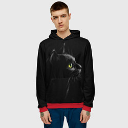 Толстовка-худи мужская Черный кот, цвет: 3D-красный — фото 2