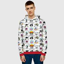 Толстовка-худи мужская Веселые Роджеры пиратов Соломенной Шляпы, цвет: 3D-красный — фото 2