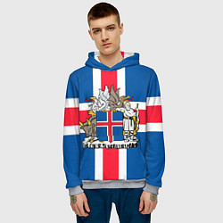 Толстовка-худи мужская Флаг и Герб Исландии, цвет: 3D-меланж — фото 2
