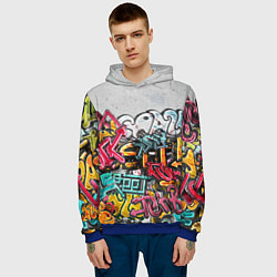 Толстовка-худи мужская Graffiti on the wall, цвет: 3D-синий — фото 2