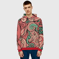 Толстовка-худи мужская Алые листья, цвет: 3D-красный — фото 2