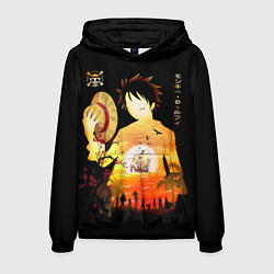 Толстовка-худи мужская Силуэт Луффи One piece, цвет: 3D-черный
