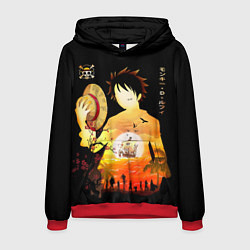 Толстовка-худи мужская Силуэт Луффи One piece, цвет: 3D-красный