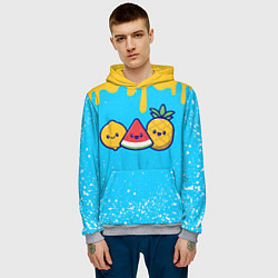 Толстовка-худи мужская ЛИМОН АРБУЗ АНАНАС, цвет: 3D-меланж — фото 2