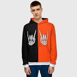 Толстовка-худи мужская Ладошки скелета, цвет: 3D-белый — фото 2