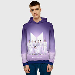 Толстовка-худи мужская BTS Purple, цвет: 3D-синий — фото 2