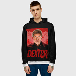 Толстовка-худи мужская Dexter Декстер портрет постер, цвет: 3D-белый — фото 2