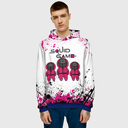 Толстовка-худи мужская ИГРА В КАЛЬМАРА, СТРАЖИ БРЫЗГИ КРАСОК, цвет: 3D-синий — фото 2