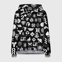 Толстовка-худи мужская DESTINY 2 PATTERN GAME LOGO ДЕСТИНИ 2 ПАТТЕРН СИМВ, цвет: 3D-меланж