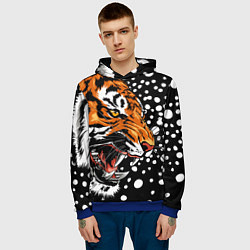 Толстовка-худи мужская Амурский тигр и снегопад, цвет: 3D-синий — фото 2