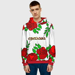 Толстовка-худи мужская Светлана в розах, цвет: 3D-красный — фото 2