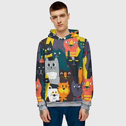 Толстовка-худи мужская Крутые коты, цвет: 3D-меланж — фото 2