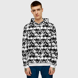 Толстовка-худи мужская Шахматы на шахматной доске, цвет: 3D-белый — фото 2
