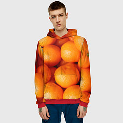 Толстовка-худи мужская Мандаринчик чик, цвет: 3D-красный — фото 2