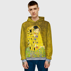 Толстовка-худи мужская Влюблённые поцелуй художник Климт, цвет: 3D-меланж — фото 2