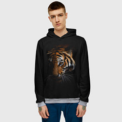 Толстовка-худи мужская Год тигра Голова, цвет: 3D-меланж — фото 2