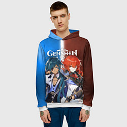 Толстовка-худи мужская КЭЙА И ДИЛЮК ГЕНШИН, цвет: 3D-белый — фото 2