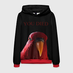 Толстовка-худи мужская Красный попугай Red parrot, цвет: 3D-красный