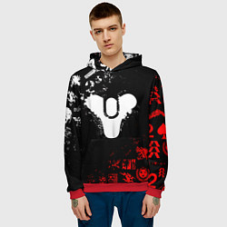 Толстовка-худи мужская DESTINY 2 RED & WHITE PATTERN LOGO, цвет: 3D-красный — фото 2