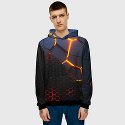 Толстовка-худи мужская 3D РАЗЛОМ И СТАЛЬНАЯ БРОНЯ ПОПУЛЯРНЫЕ ТЕКСТУРЫ, цвет: 3D-черный — фото 2