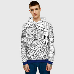Толстовка-худи мужская All you need is The Beatles Раскраска, цвет: 3D-синий — фото 2