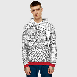 Толстовка-худи мужская All you need is The Beatles Раскраска, цвет: 3D-красный — фото 2