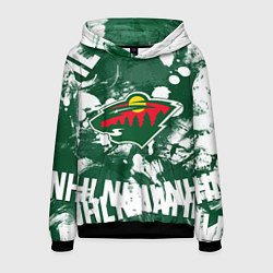 Толстовка-худи мужская Minnesota Wild, Миннесота Уайлд, цвет: 3D-черный
