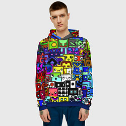 Толстовка-худи мужская Geometry Dash: All Skins, цвет: 3D-синий — фото 2