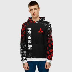 Толстовка-худи мужская MITSUBISHI SAMURAI JAPAN STYLE ИЕРОГЛИФЫ, цвет: 3D-белый — фото 2