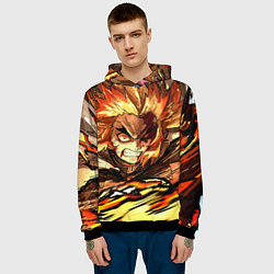 Толстовка-худи мужская Убийца демонов - Ренгоку Кёджуро, цвет: 3D-черный — фото 2