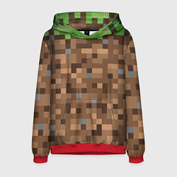 Толстовка-худи мужская ЗЕМЛЯ DIRT MINECRAFT, цвет: 3D-красный