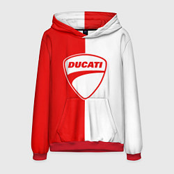 Толстовка-худи мужская DUCATI WHITE RED STYLE LOGO, цвет: 3D-красный