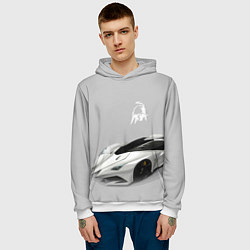 Толстовка-худи мужская Lamborghini Concept sketch, цвет: 3D-белый — фото 2