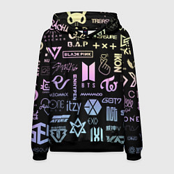 Толстовка-худи мужская K-pop лого исполнителей, цвет: 3D-черный