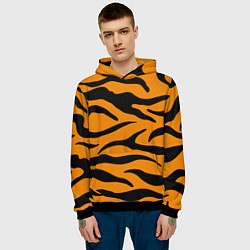 Толстовка-худи мужская Тигриные полосы, Символ 2022 года, цвет: 3D-черный — фото 2