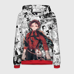 Толстовка-худи мужская Танджиро Камадо на манге, цвет: 3D-красный