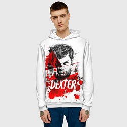 Толстовка-худи мужская Декстер Морган портрет, цвет: 3D-белый — фото 2