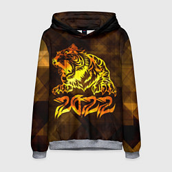 Толстовка-худи мужская Хищник Тигр 2022, цвет: 3D-меланж