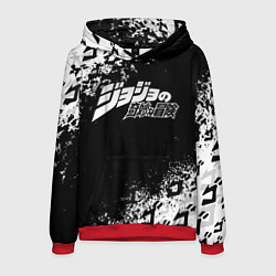 Толстовка-худи мужская JOJOS BIZARRE ADVENTURE БРЫЗГИ КРАСОК СИМВОЛЫ, цвет: 3D-красный