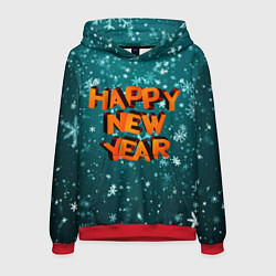 Толстовка-худи мужская HAPPY NEW YEAR 2022 С НОВЫМ ГОДОМ, цвет: 3D-красный
